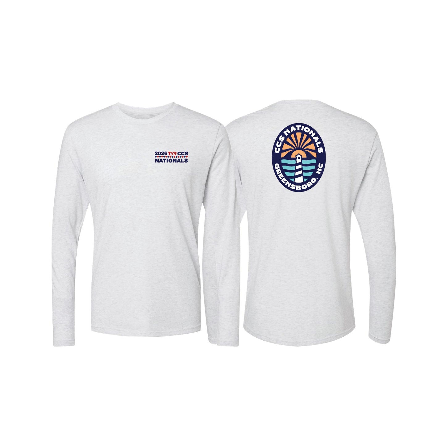 Unisex Long Sleeve Tee - Heather White - Oval