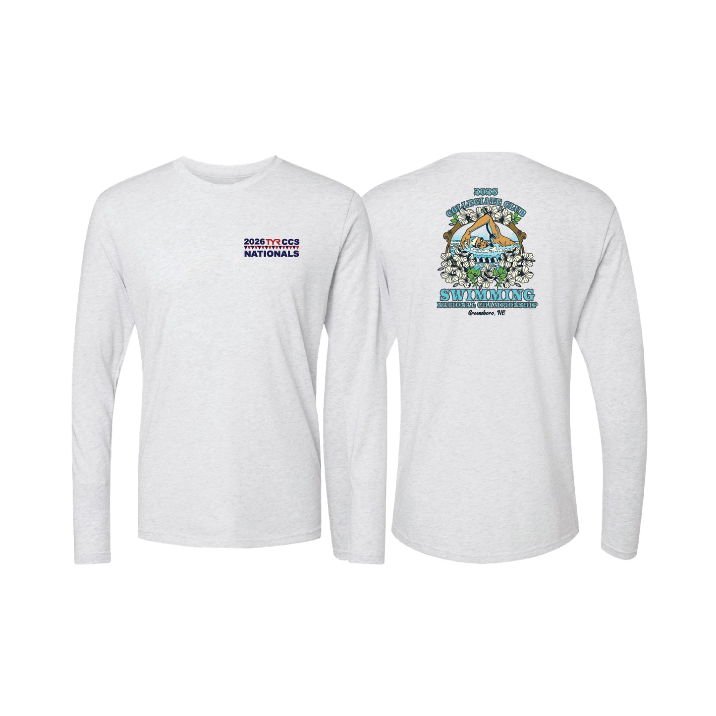 Unisex Long Sleeve Tee - Heather White - Swimmer