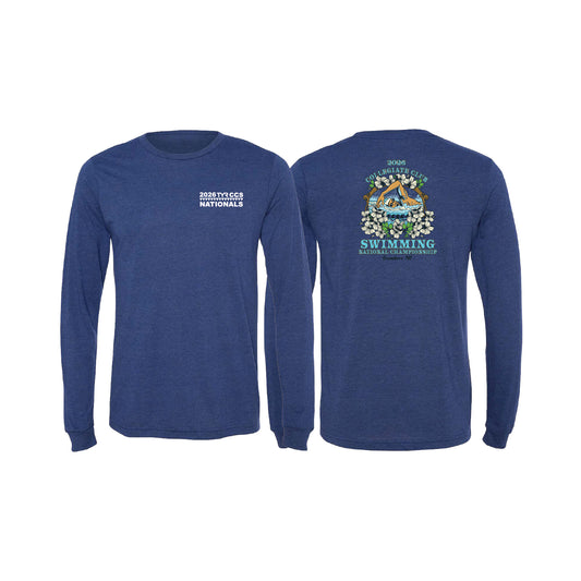 Unisex Long Sleeve Tee - Navy - Swimmer