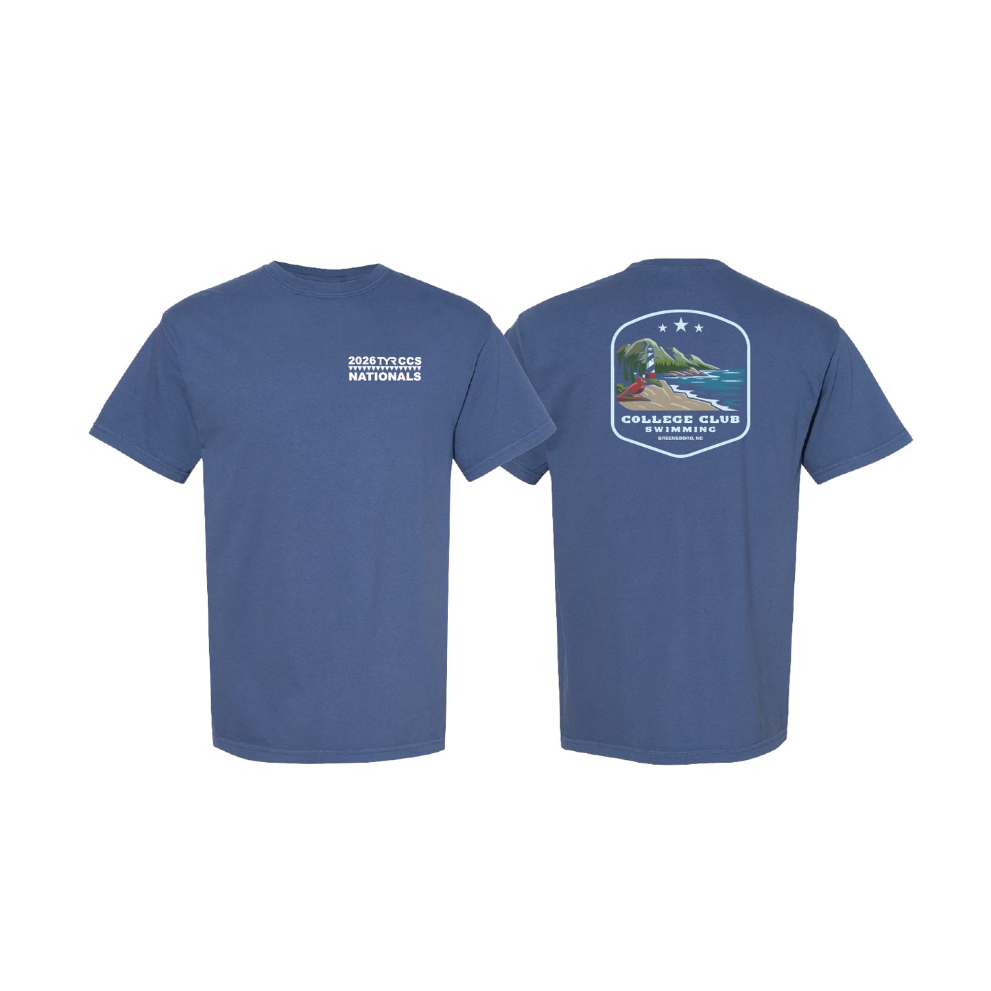 Unisex Short Sleeve Tee - Blue - Lighthouse Badge- Comfort Colors