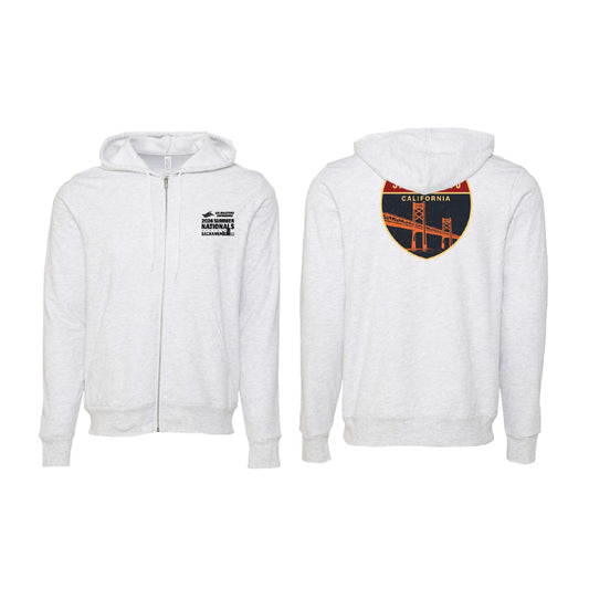 Full Zip Hoody - Heather White - Bridge Badge