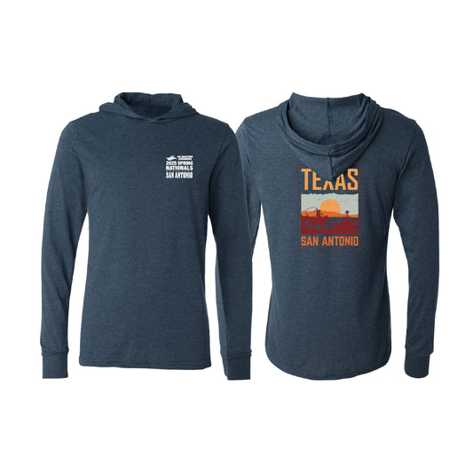 Lightweight Tri Blend Hoody- Heather Navy - Cowboy