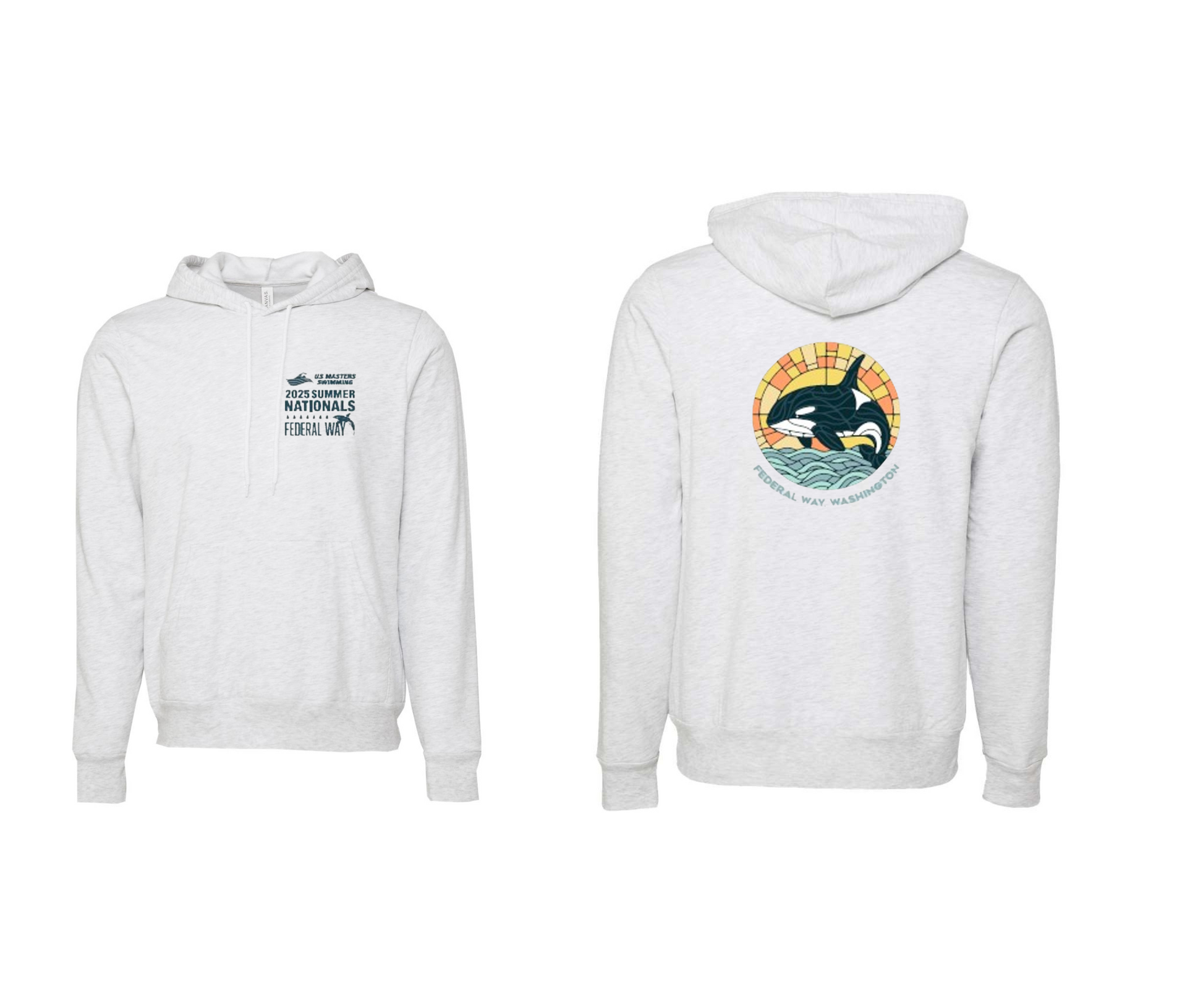 Pullover Hoody- Ash- Federal Way Orca – - Main Image